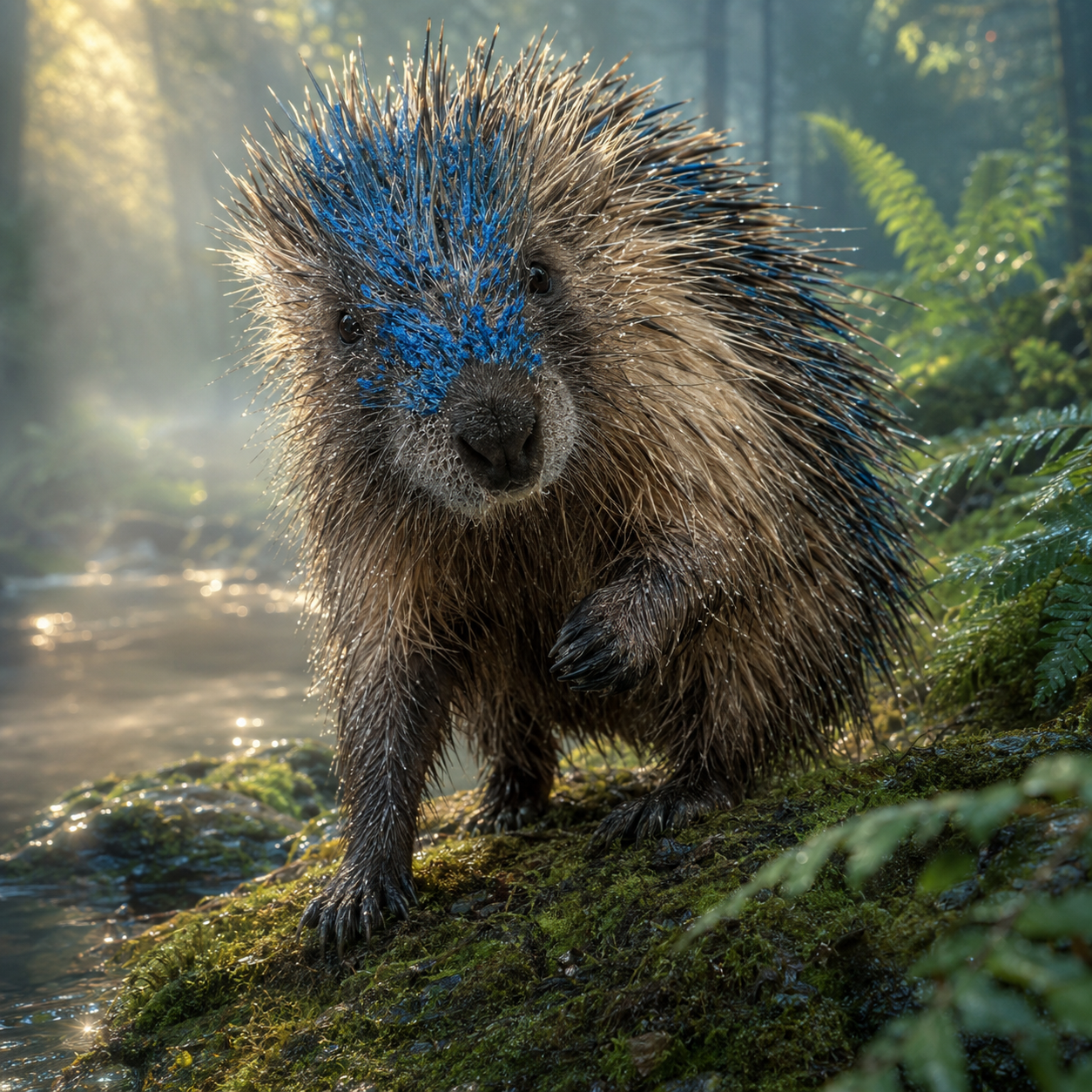 Honey the porcupine in the forest
